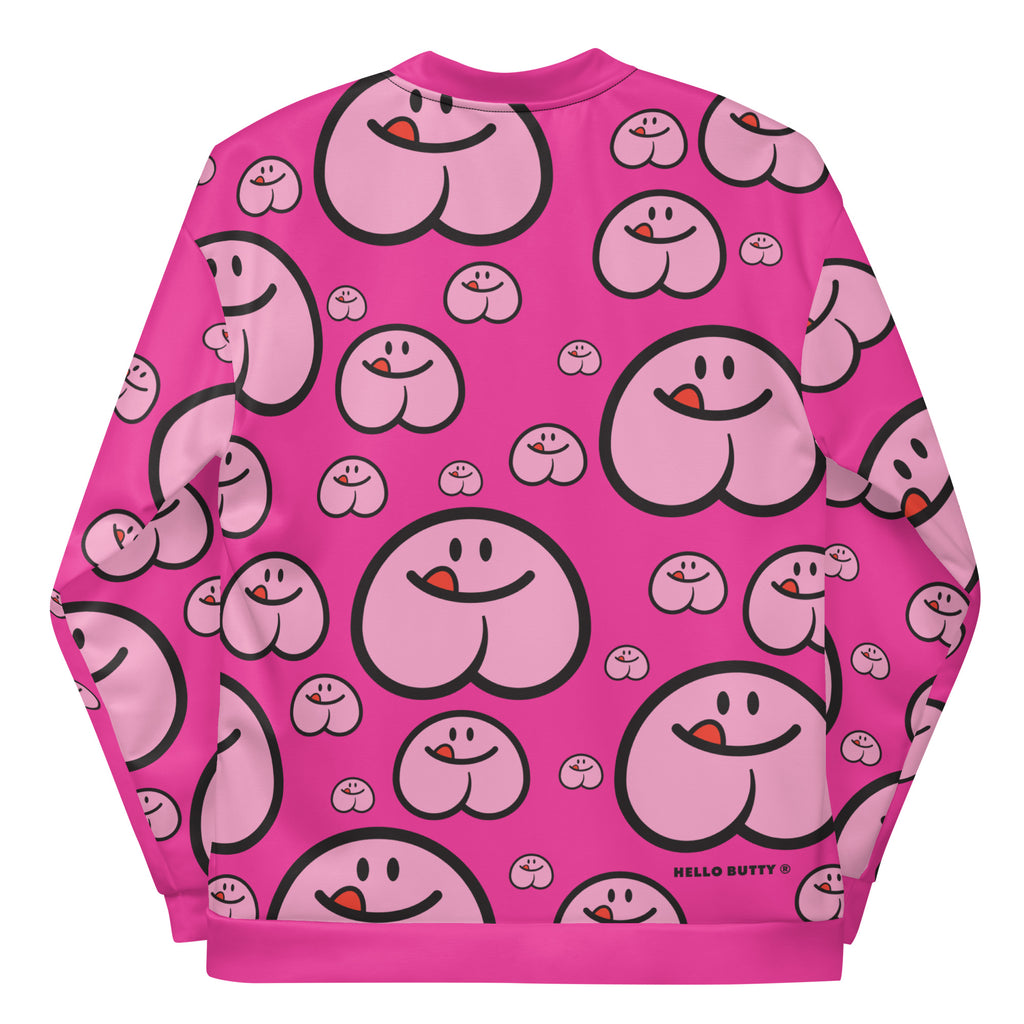 Unisex Pattern Bomber Jacket - Bold Pink