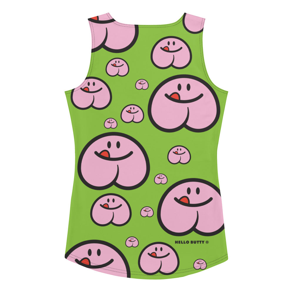 Hers/Theirs Pattern Tank Top - Lime Green