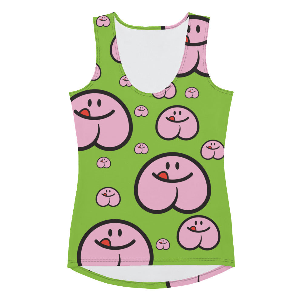 Hers/Theirs Pattern Tank Top - Lime Green
